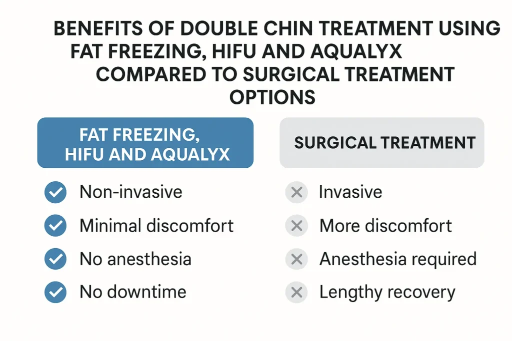 Graphic about the benefits of double chin treatment Greater London (Harrow) - from LA LIPO