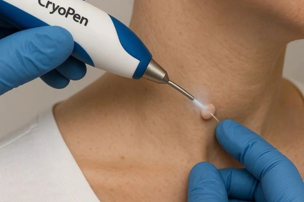 Person receiving Cryotherapy skin tag removal Greater London (Harrow)