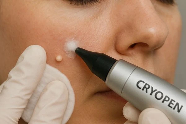 Woman receiving milia removal treatment Greater London (Harrow)