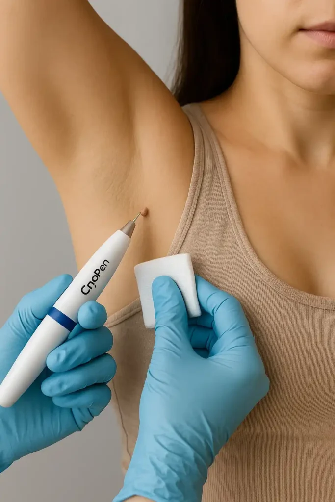 woman having cryopen to remove underarm skin tags Greater London (Harrow)